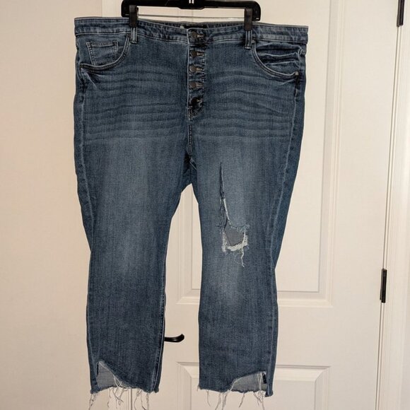 Kut From The Kloth High Rise Reese Fab Ab Ankle Straight Leg Crop Jeans Pants 24 - Picture 1 of 6